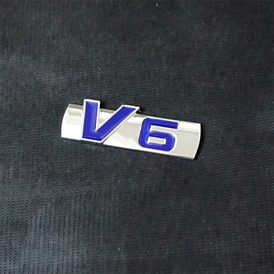 1x Silver Chrome Blue V6 Metal Emblem Decal Sticker Badge Car Fender AWD Limited Q