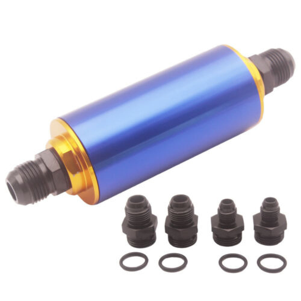 Car Ready Inline Fuel Filter AN6 AN8 AN10 & 100 Micron Element Blue & Gold New n