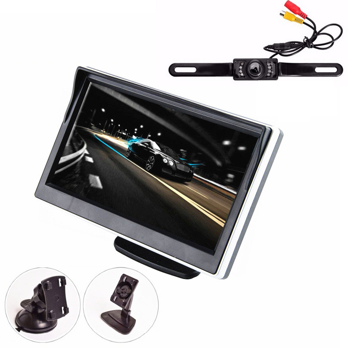 License Plate Car Backup Camera Rear View System With Night Vision& 5 Monitor