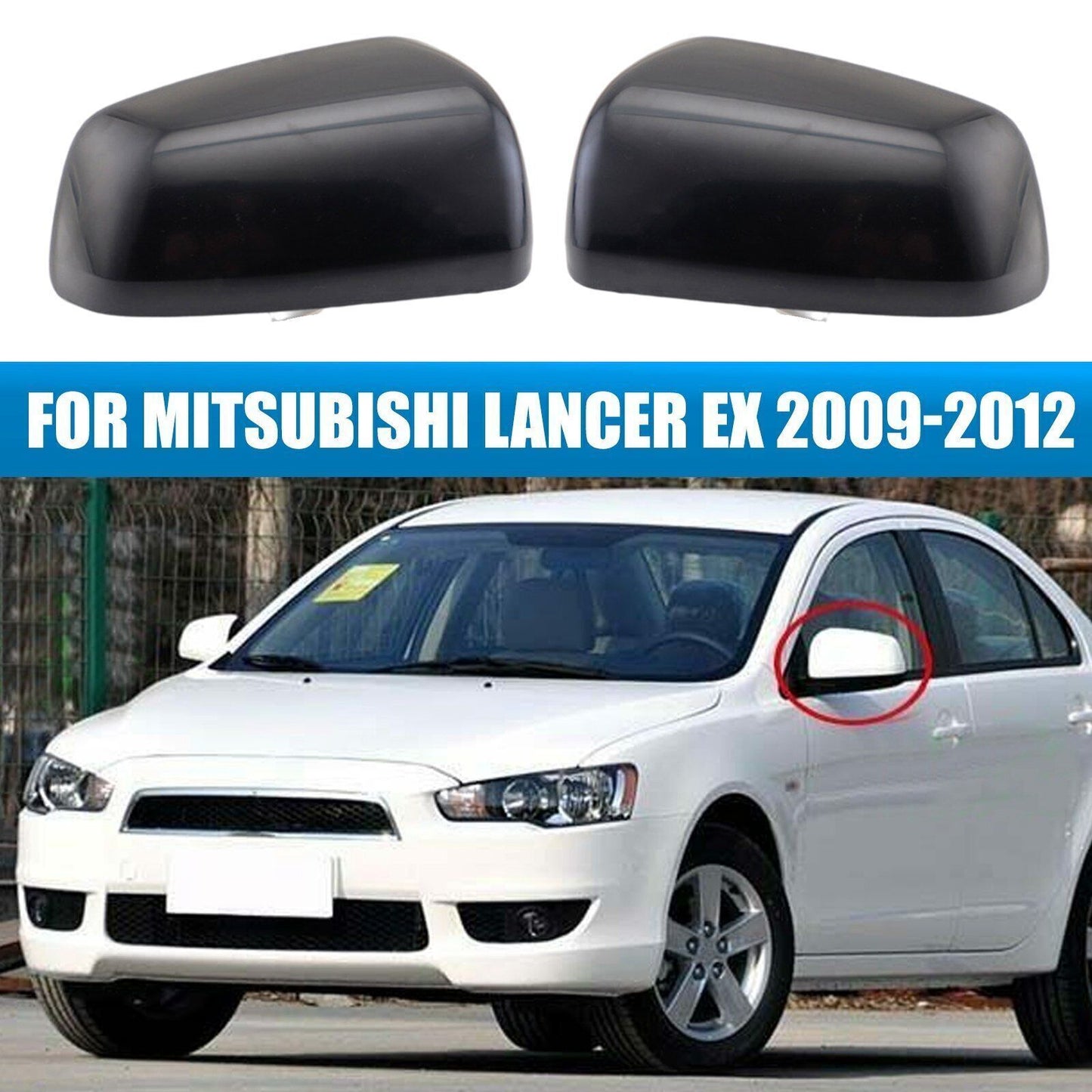 2x for Mitsubishi Lancer EX 2009-12 Car Rearview Mirror Cover Side Mirror ShelPv