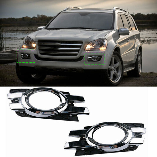 Pair For 2007 2008-2009 for Mercedes GL450 Chorme Front Bumper Fog lamp Grille Cover