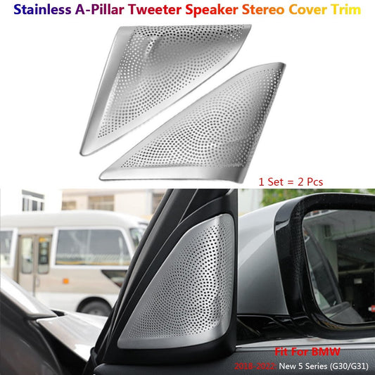 Stainless for BMW 5 Series G30 Car Dashboard A Pillar Speaker Stereo Cover Trims