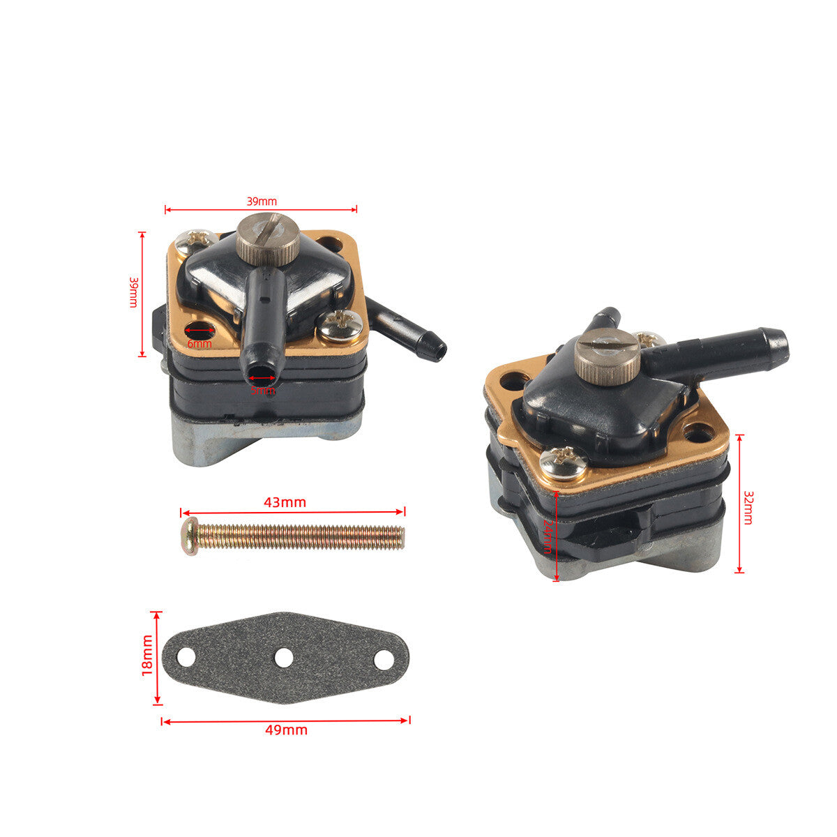 Fuel pump with gasket 397839 suitable for Johnson Evinrude outboard motors 6HP, 8HP, 9.9HP, 15HP