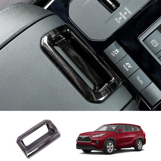 For Highlander 2020-2023 Black Wood Grain Armrest Box Handle Switch Cover n