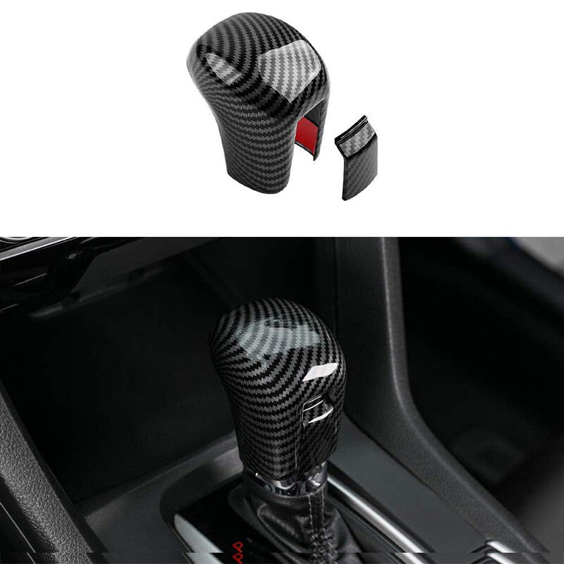 Carbon Fiber Interior Gear Shift Knob Head Cover Trim for Honda for Civic 2016-2021