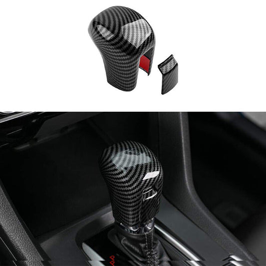 Carbon Fiber Interior Gear Shift Knob Head Cover Trim for Honda for Civic 2016-2021