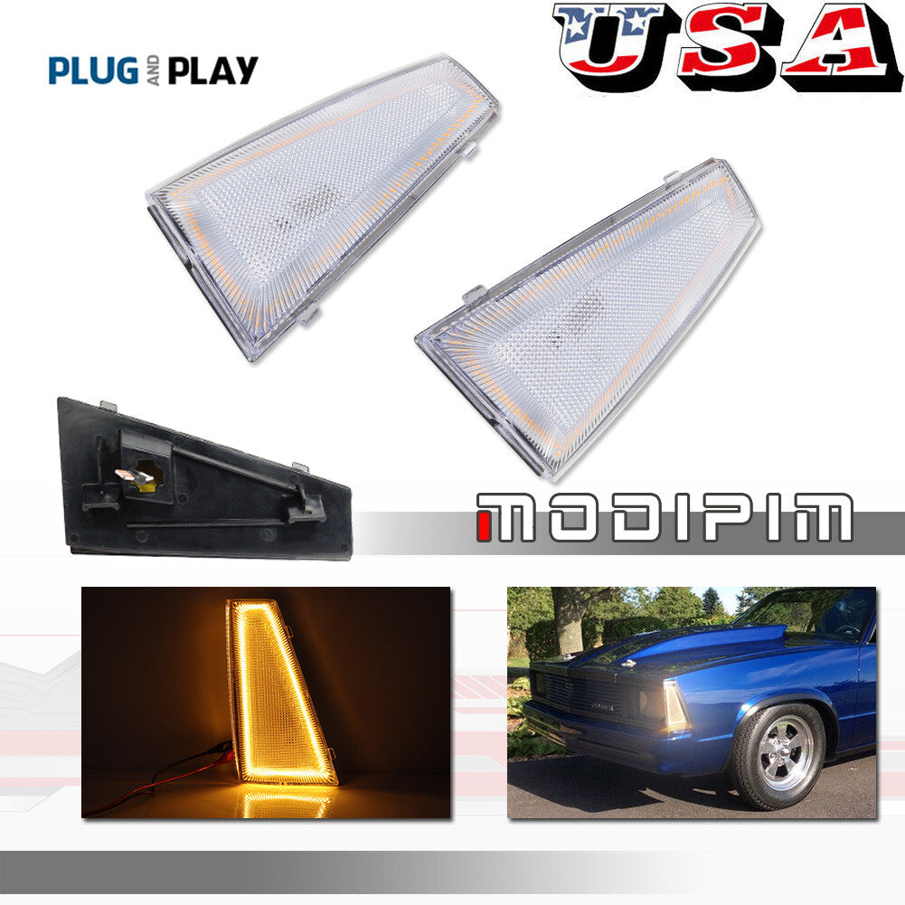 For 80-81 for El Camino & Malibu Clear Amber Front Side Marker Lights - v