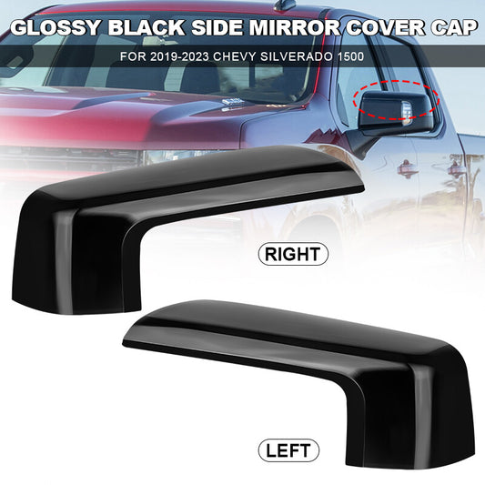 Gloss Black Replacement Mirror Cap Cover Set For 2019-2022 for Chevy Silverado 1500