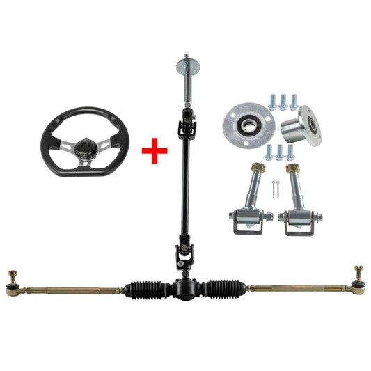 Steering wheel hub assembly gear carrier pinion shaft tie rod suitable for go-karts and all-terrain vehicles