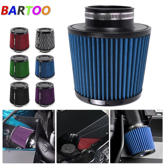 Universal 76mm High Flow Inlet Cold Air Intake Cone Replacement Dry Air Filter Q