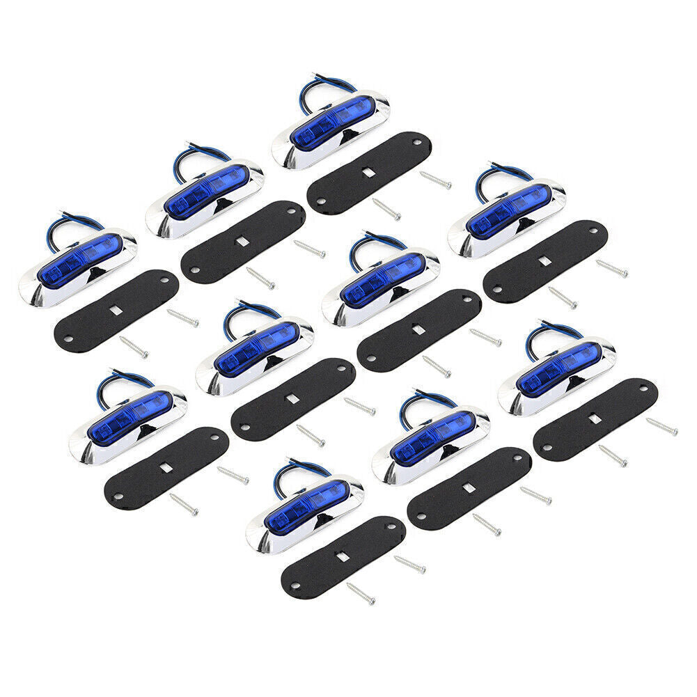 10pcs 4 LED Side Clearance Marker Light For Car Truck Trailer Pickup Blue