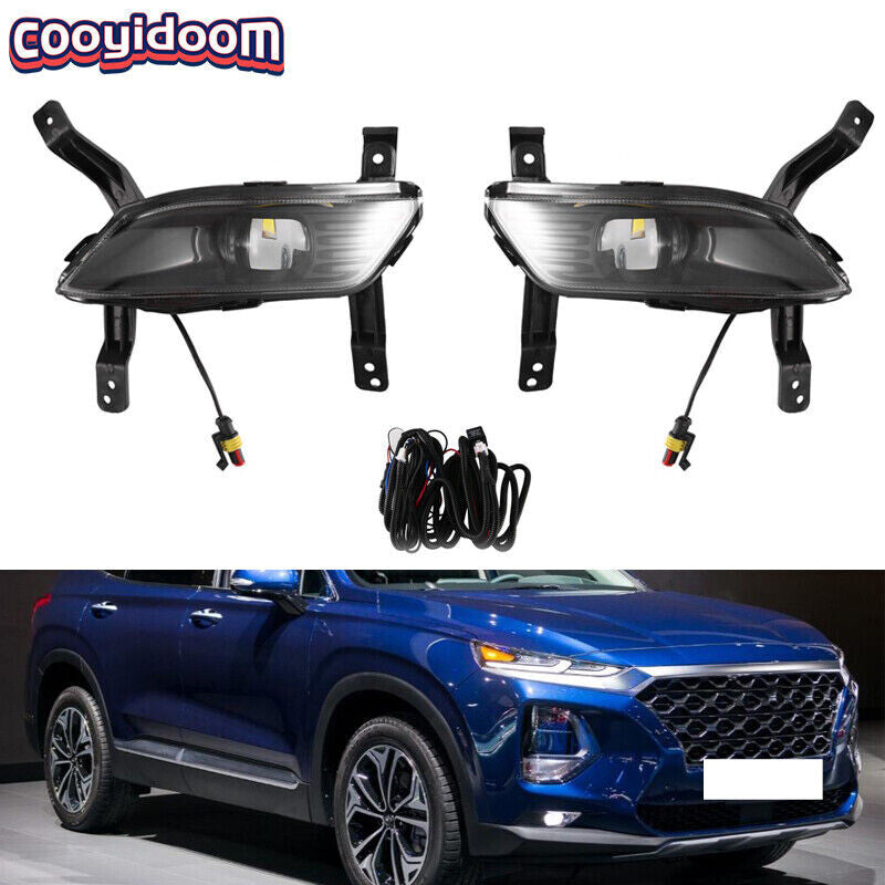 Suitable for 2019-20 for Hyundai Santa Fe LED front fog lights with bulb wiring harness and switch (pair).