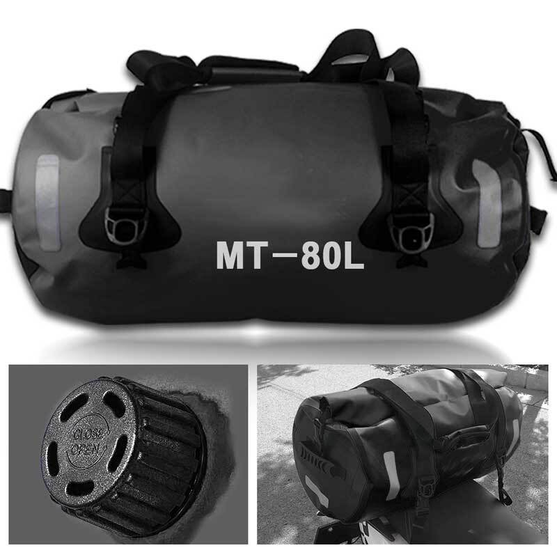 Motorcycle Waterproof Bag Outdoor Travel Rear Rack Luggage Saddlebag Black 80L