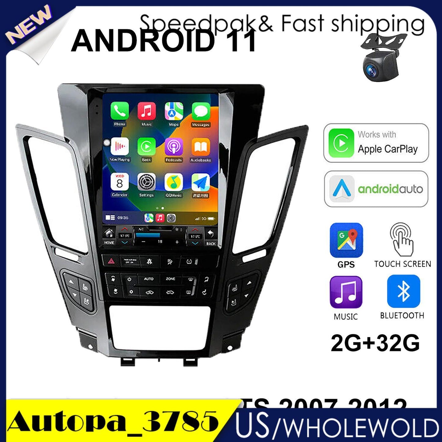 CarPlay GPS NAVI WIFI Android 11 Car Radio for Tesla Style Screen Fits for Cadillac