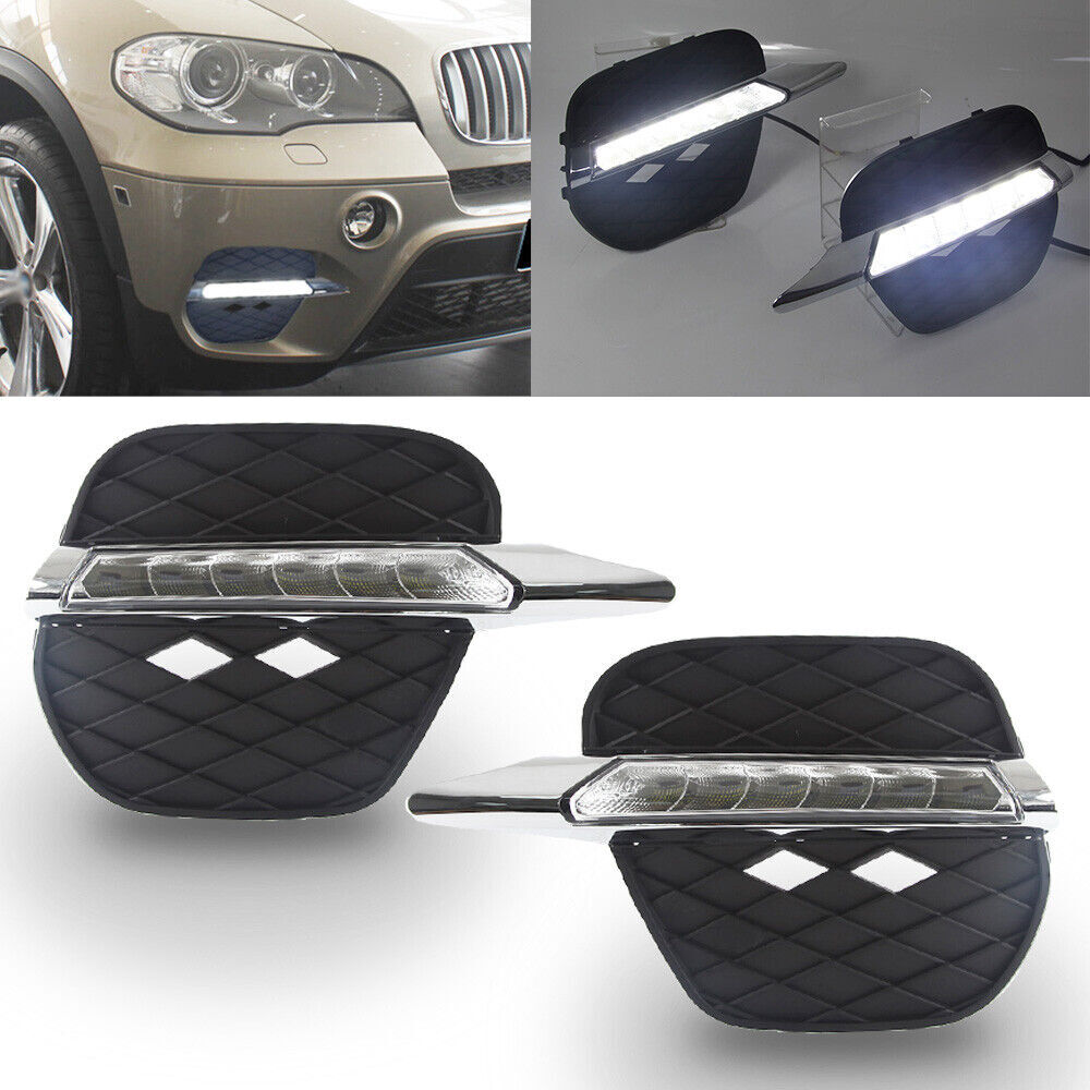 LED DRL Daytime Running Light Fog Lamp w/ Turn Signal for BMW X5 E70 2011-2014 Q