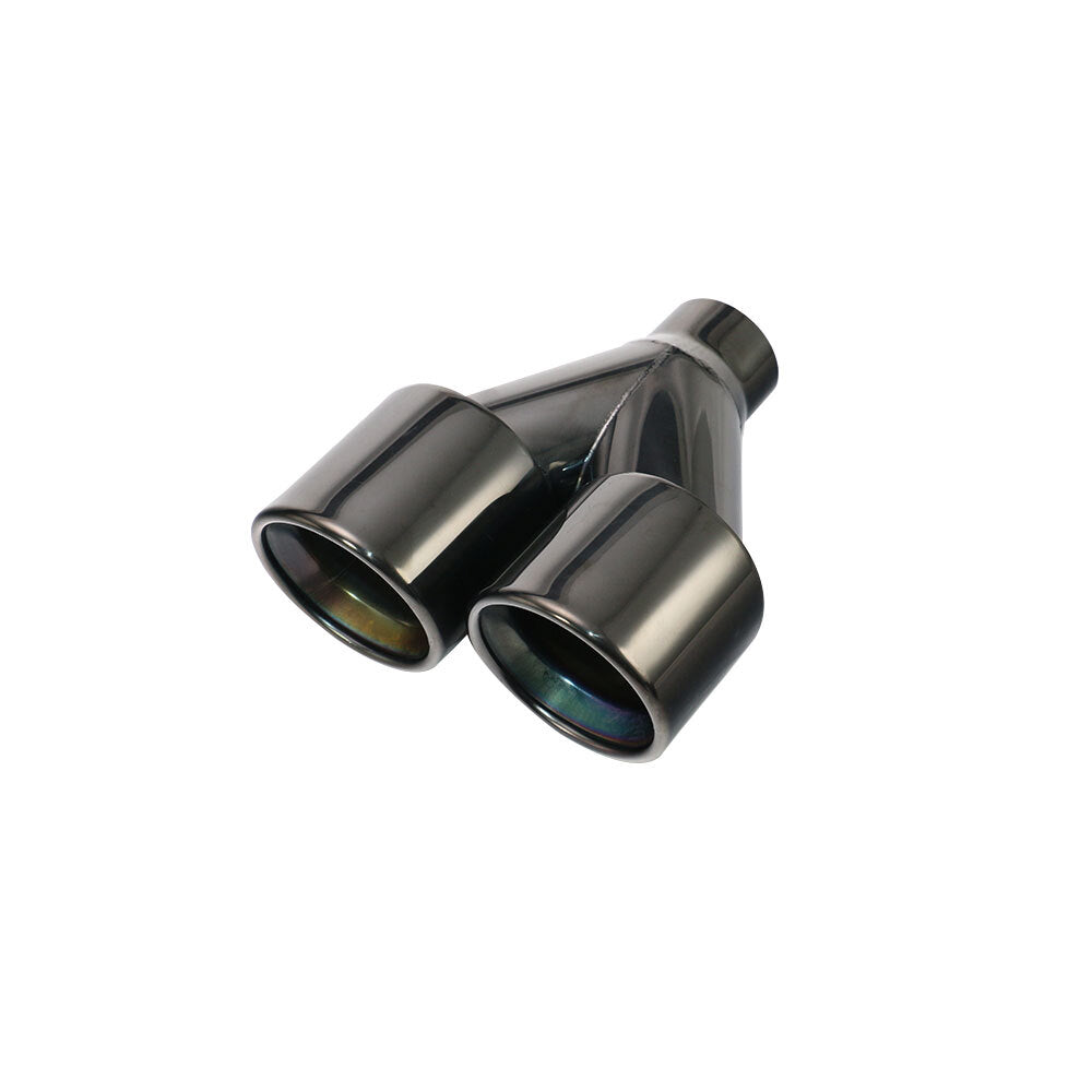 Pair 2.5'' ID 4'' OD Exhaust Muffler Pipe Tip Universal Rolled Black Slant Tips