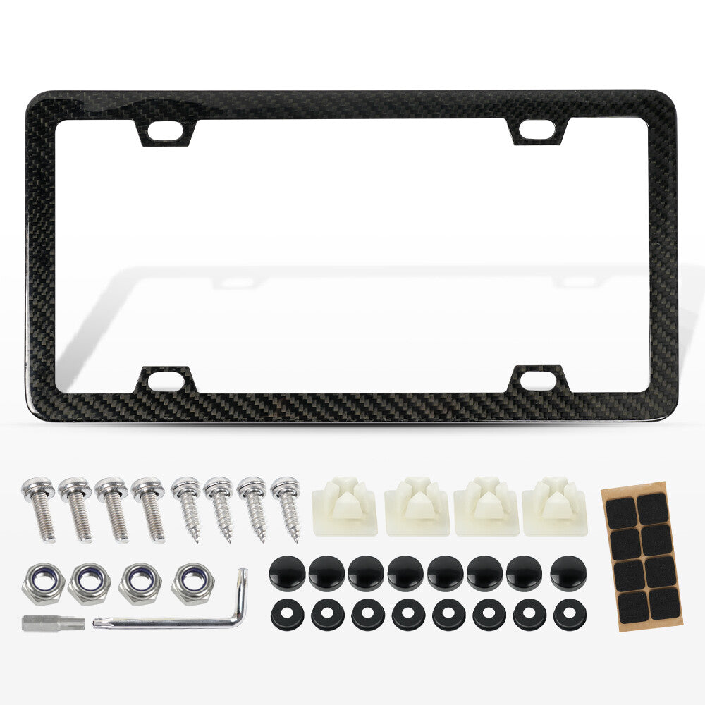 Universal 2PCS Real Carbon Fiber License Plate Holder Frame For Front  Rear