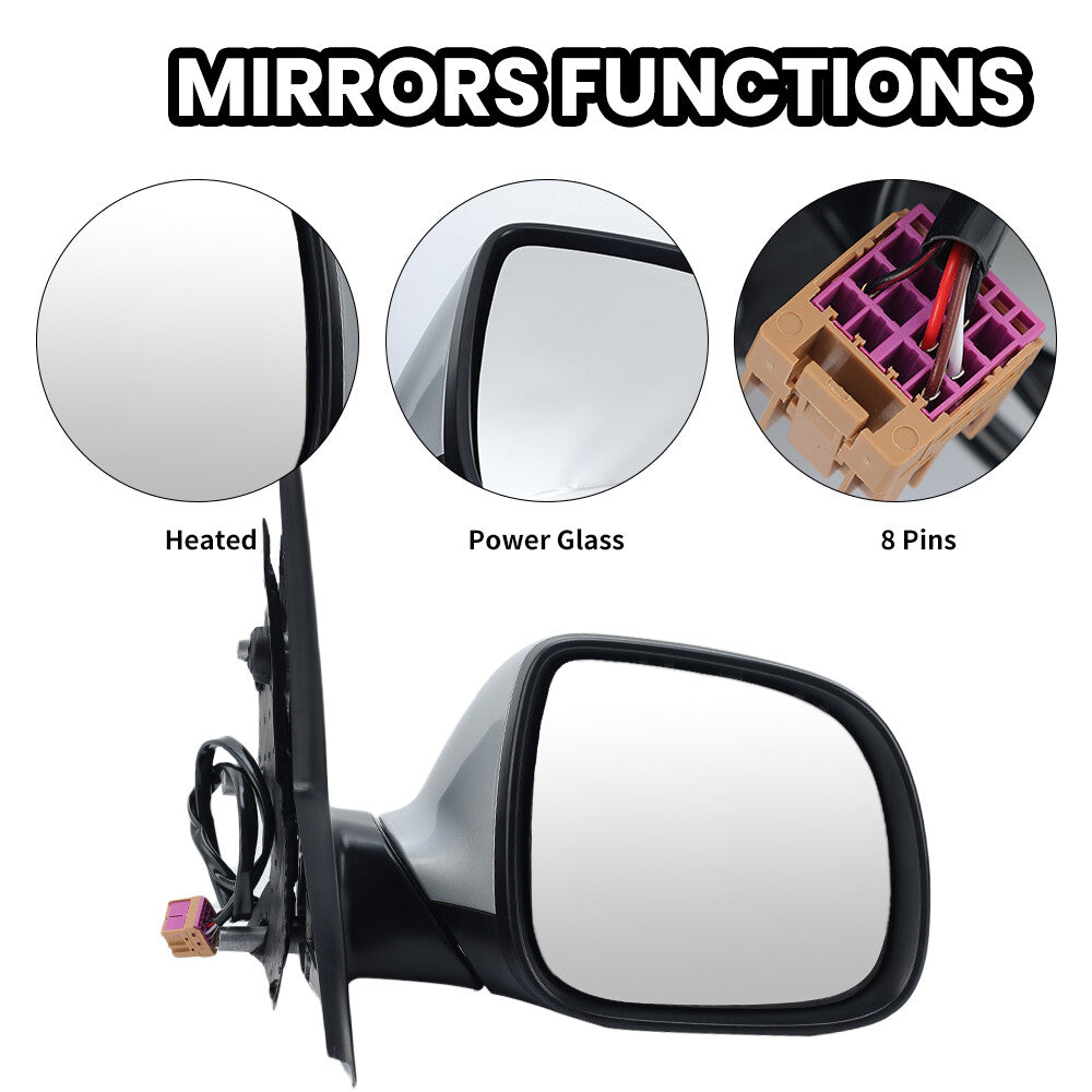 for VW T6 Transporter 2015-2024 Right Wing Mirror Mirror Heated Silver
