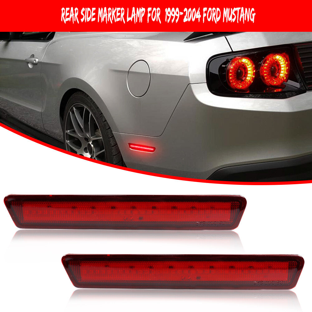 Pieces Red Lens Red LED Rear Side Marker Indicator Lights for 1999 - 2004 for Mustang - v