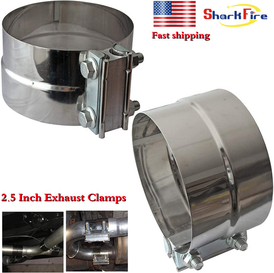 2.5-inch coil connector with pipe clamp, pipe clamp repair parts, stainless steel, 2 pieces