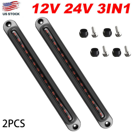 2X DRL LED Light Bar Brake Flowing Turn Signal Tail Strip Sequential Truck 10''