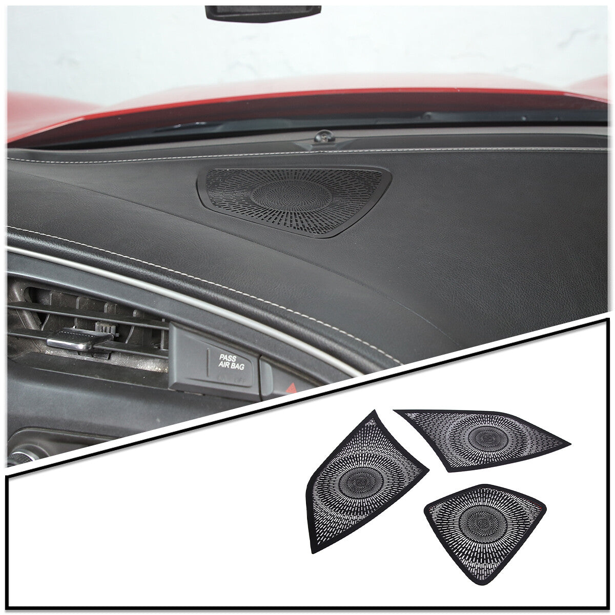 Red Real Carbon Fiber Armrest Side Panel Decal for Corvette C7 2014-2019- v
