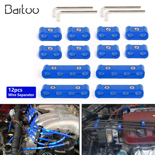12PCS Universal Spark Plug Wire Separator Blue Wire Separator For 8/9/10mm Q