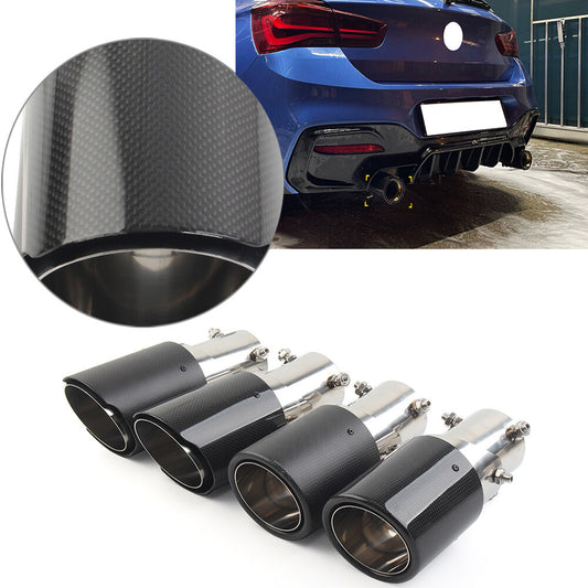 Universal Automobile Pipe Muffler Inter 76mm Round Outlet 101mm Car Exhaust Tip Q