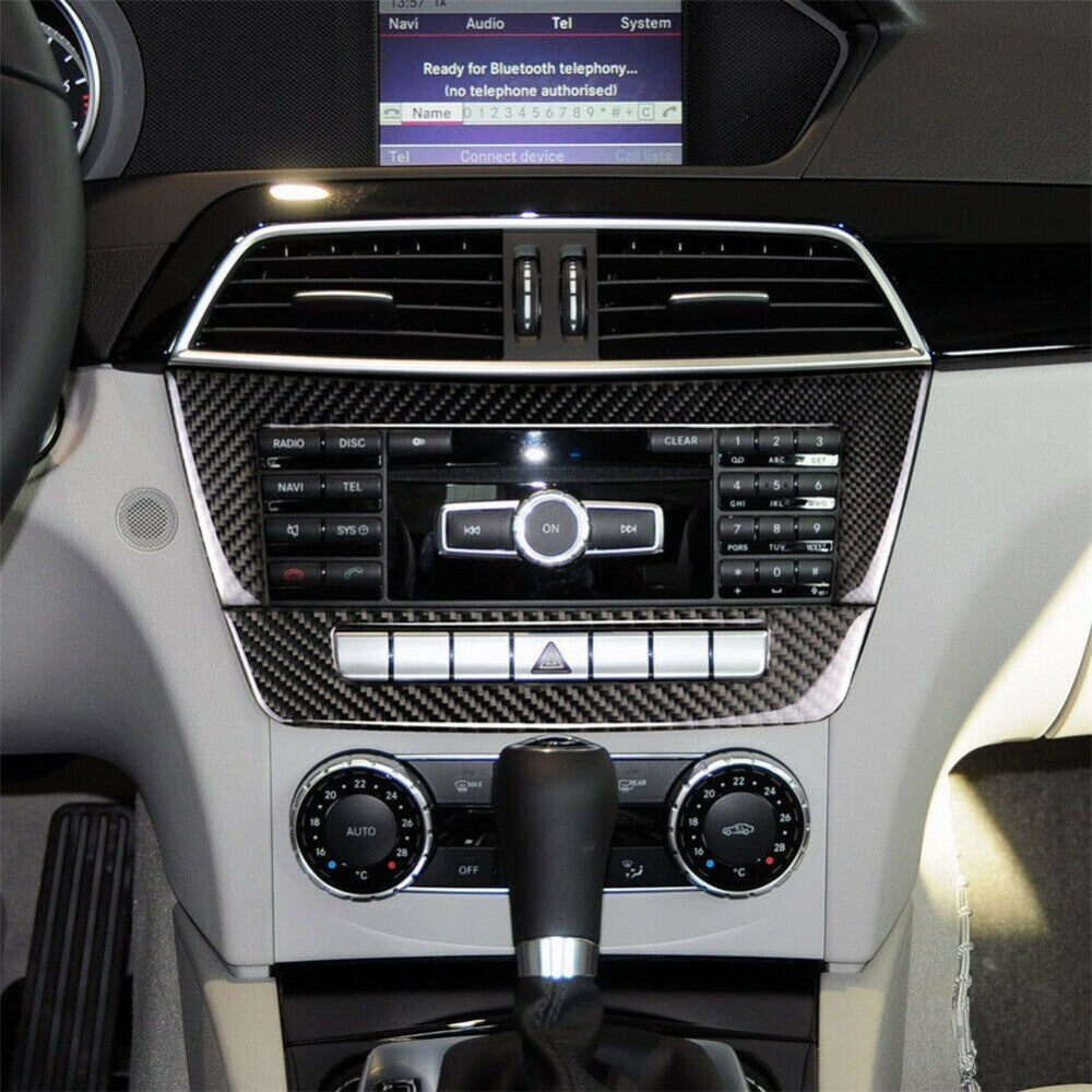 Carbon Fiber Center CD Control Panel Cover For C-Class W204 11-13 n
