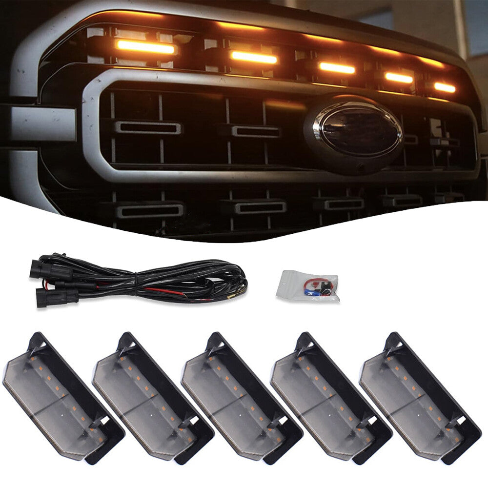 5x Smoke Lens For 2021-2023 for Ford F150 XL/XLT Sport LED Front Grille Light Amber