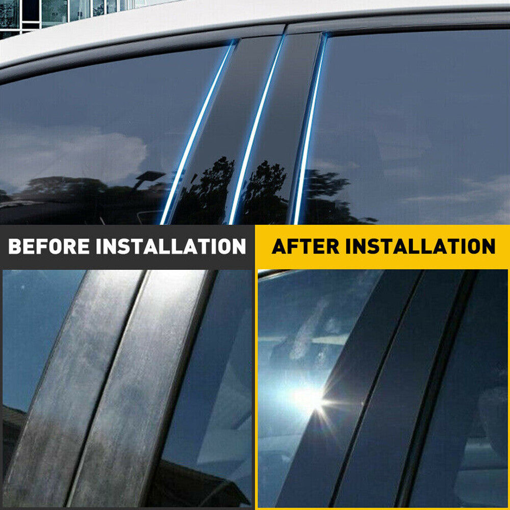 6pcs Window B Pillar Pillar Cover Trim Black For 2015-22 for Genesis G80 Sedan Mold - v