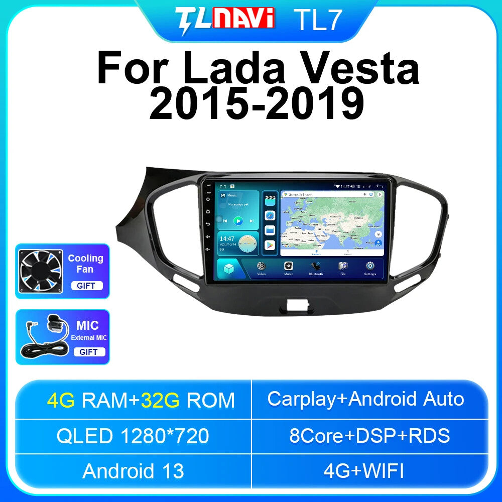 for LADA Vesta Cross Sport 2015-2019 CarPlay Car Stereo Radio Auto Player Screen