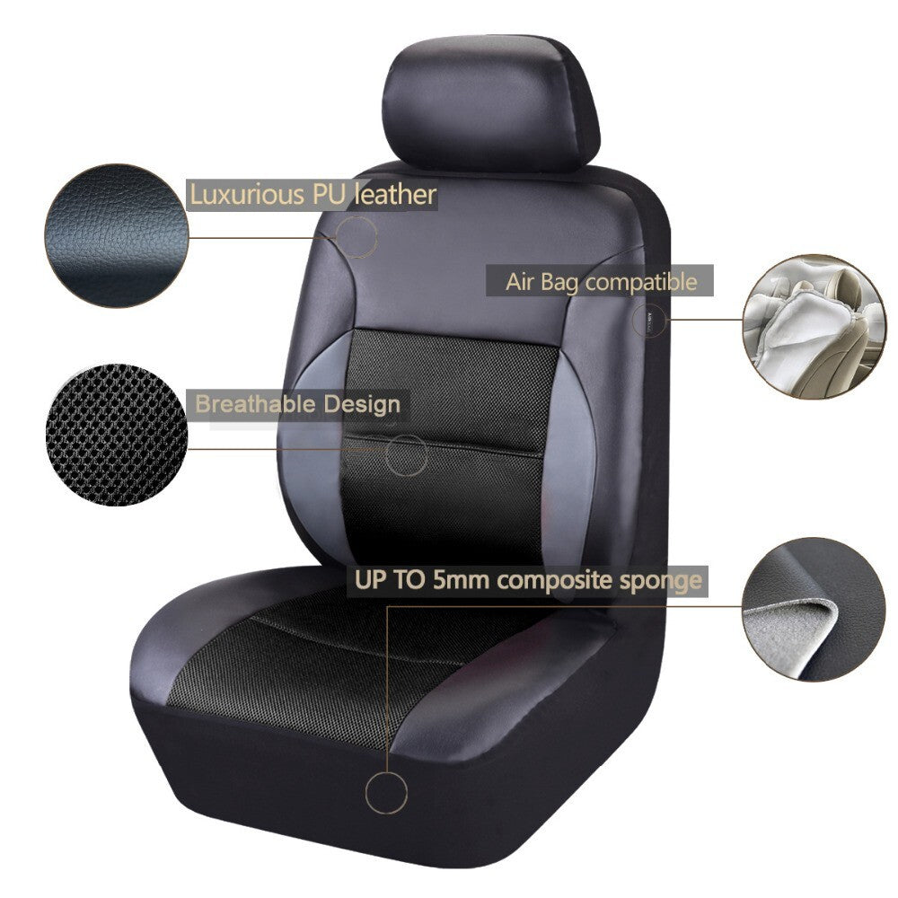 PU Leather Front Rear Car for Seat Covers Cushion Full Set 5-Seats Car Accessories