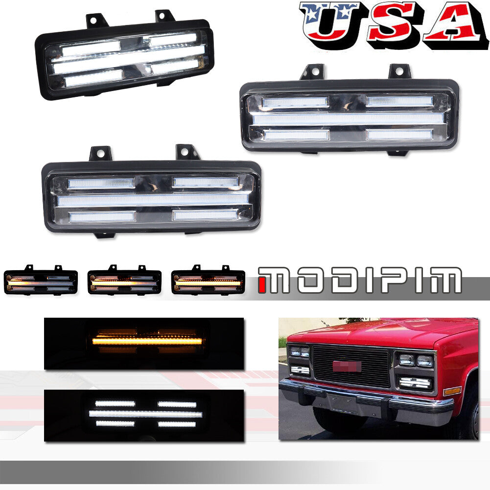 Suitable for GMC Van Jimmy pickup transparent SWITCHBACK LED front DRL signal light- v