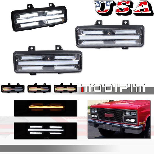 Suitable for GMC Van Jimmy pickup transparent SWITCHBACK LED front DRL signal light- v