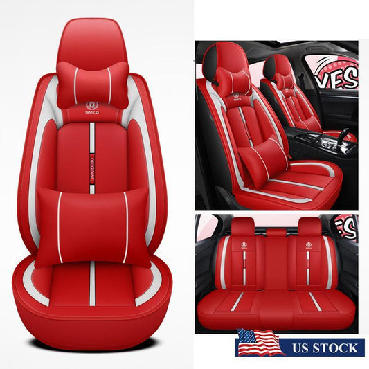 Universal Wear Resistant Car for Seat Covers Full Set Cushion Headrest+waist pillow Q