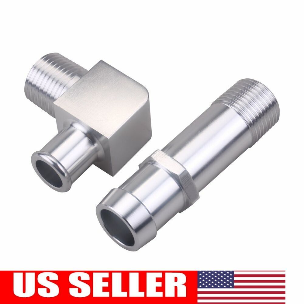2pc for Chevy SBC V8 Engines Heater Hose Fitting 3/4 Water Pump 5/8 90° Intake