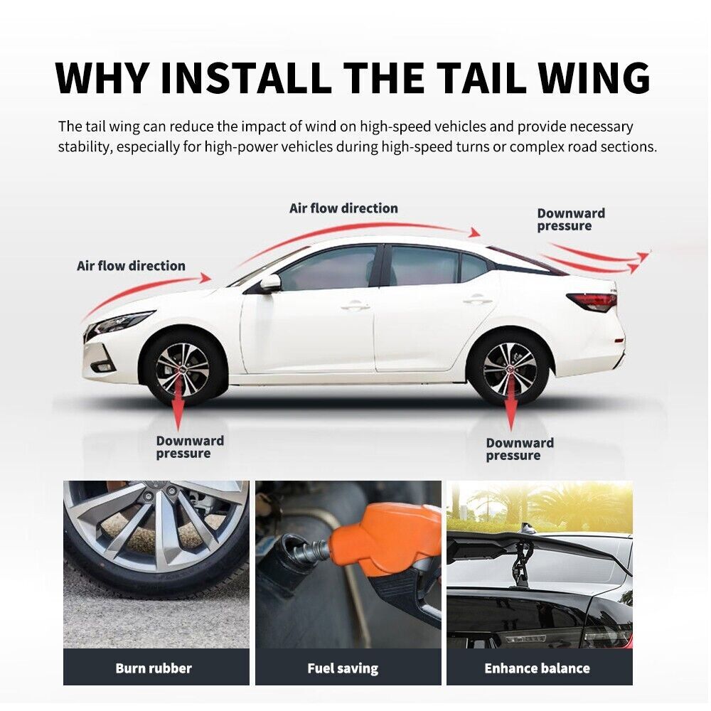 Universal Spoiler Car Tail Trunk Spoiler Rear Wing 100% Forged Carbon GT 53'' Q