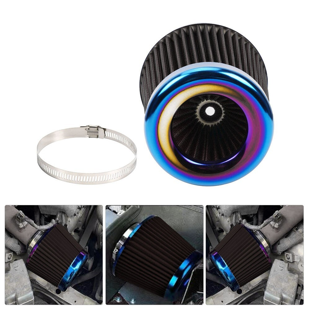 New 3 High Flow Inlet Cold Air Intake Cone Replacement Dry Air Filter Universal