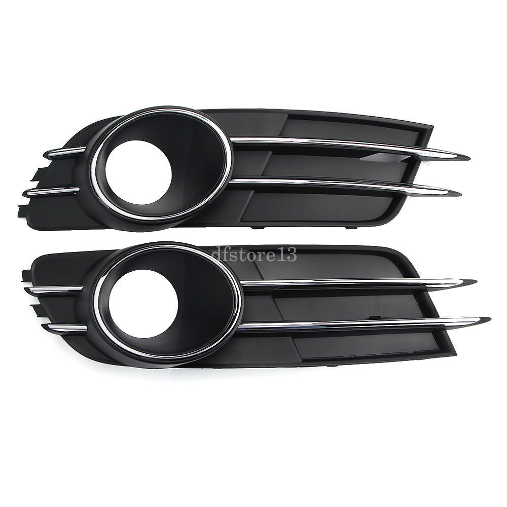 2-Piece Front Bumper Fog Light + Grille Cover Set for 2011-2015 for Audi A6 C7