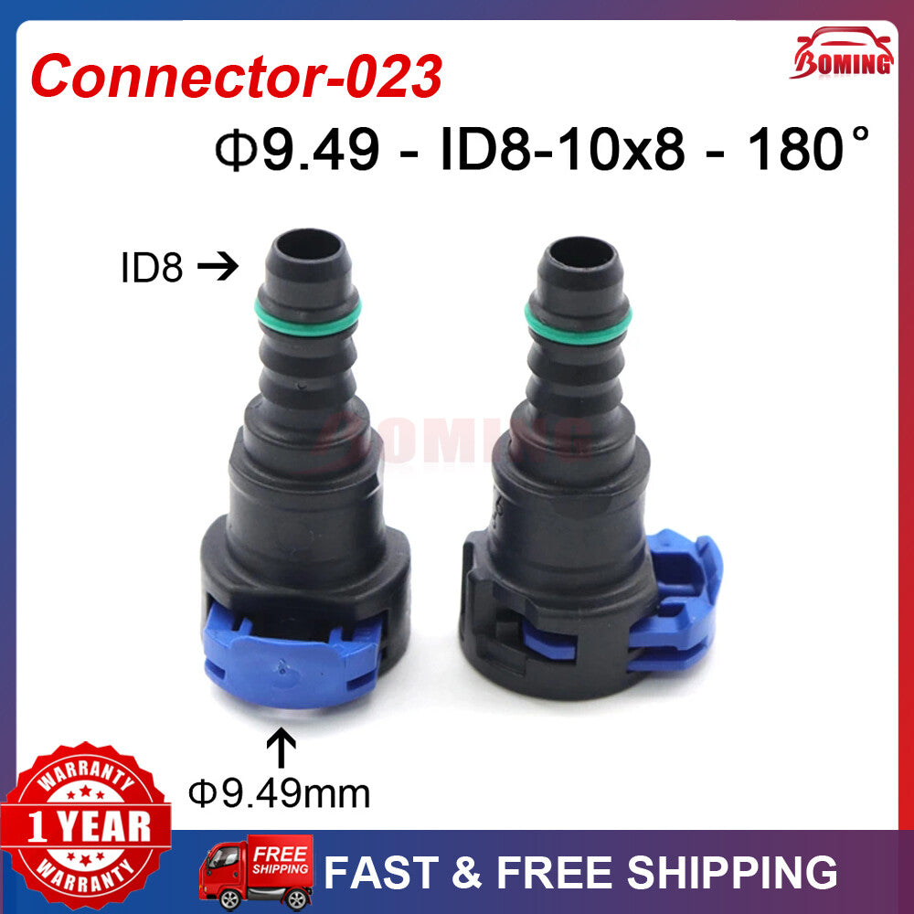 New Fuel Line Hose Pipe Quick Release Female Connector 9.49mm ID8 10x8 180¡ã 2PCS Q