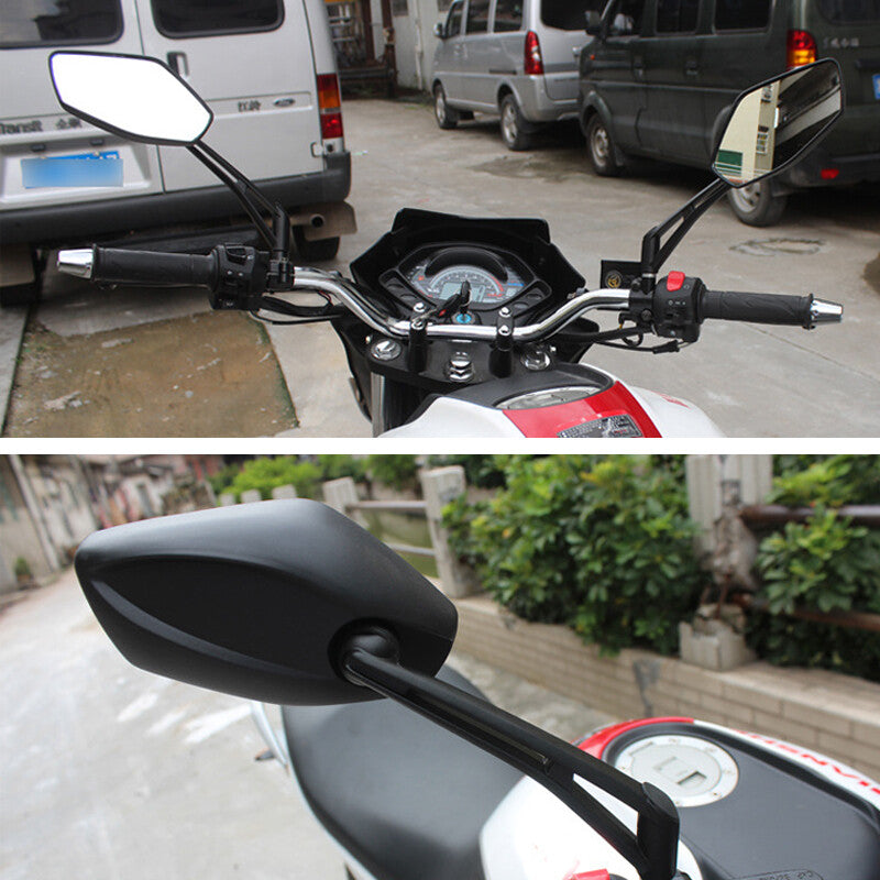 Universal 8mm & 10mm rearview mirror for bicycles, motorcycles, street bikes, cruisers, and shredders. n