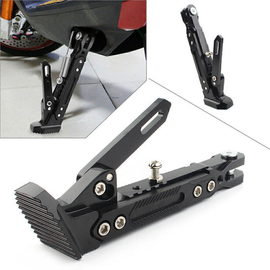 BLK Stainless steel Motor Non-slip Adjustable Kickstand Foot Side Support Stand Q