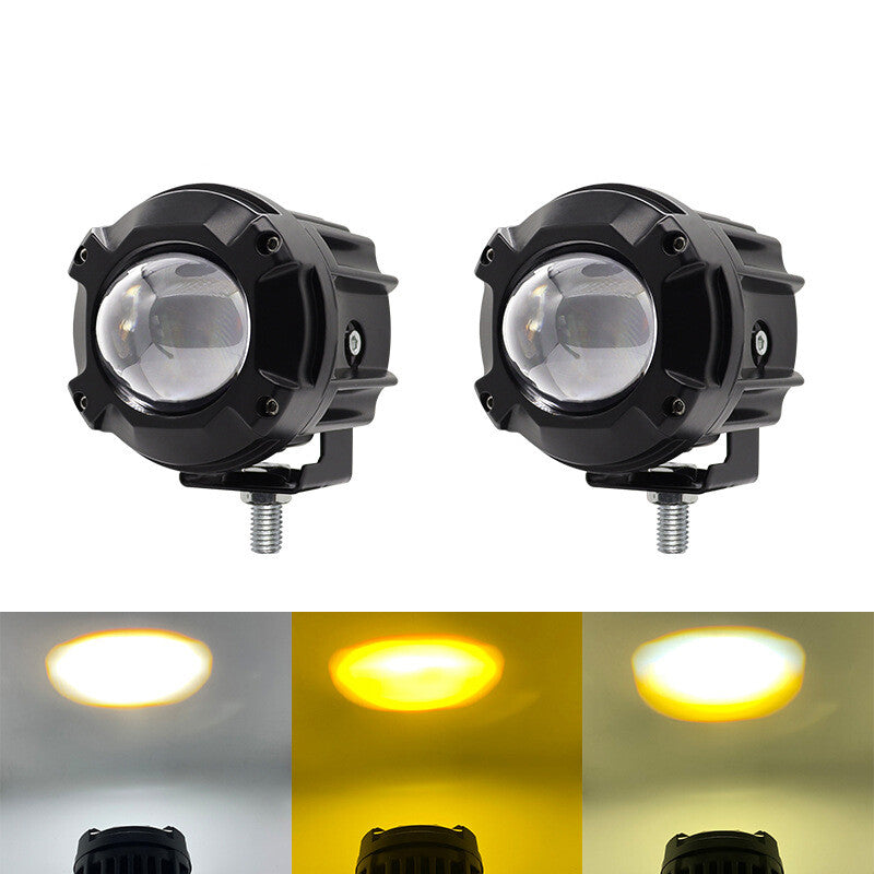Pair LED Motorcycle Headlight Yellow White Hi/Lo Spot Light Driving Fog Lamp v