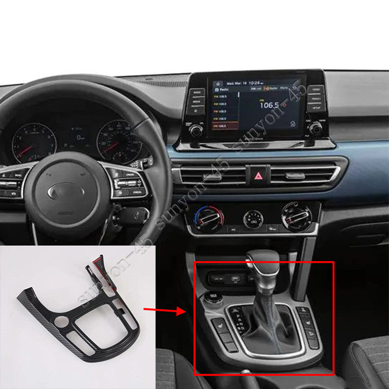 for Kia Seltos 2020-2023 Carbon Fiber Interior Gear Shift Panel Frame Cover Trim