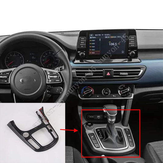 for Kia Seltos 2020-2023 Carbon Fiber Interior Gear Shift Panel Frame Cover Trim
