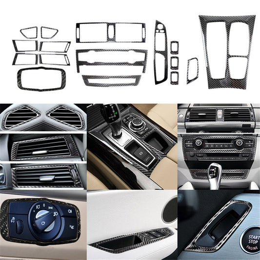 2Pcs Carbon Fiber Central Console Storage Box Cover Trim for Audi Q5 2018-2021 v