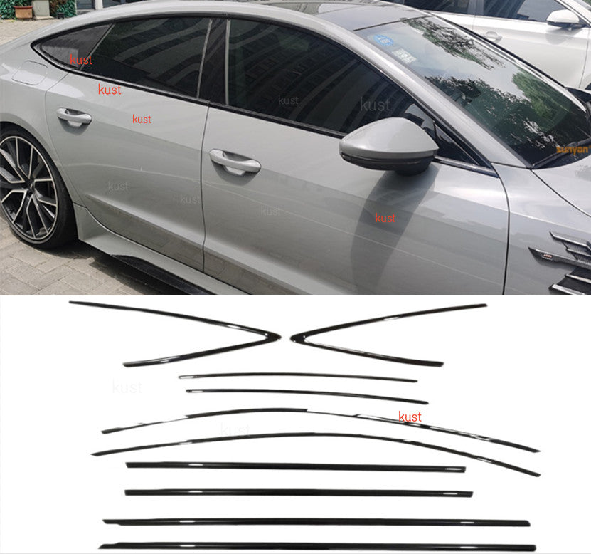 For 2013-2018 for AUDI A7 S7 Black Window Molding Strips Trim Stainless 1SET 10PCS n