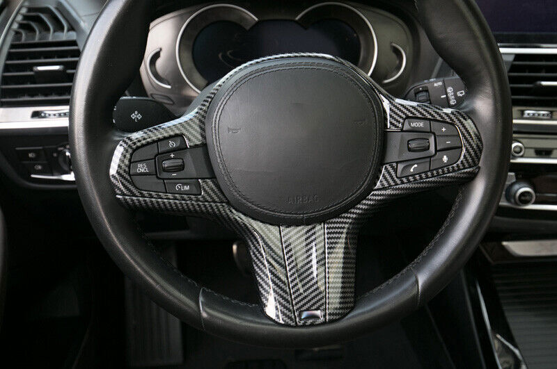Fit for BMW X3 G01 2018-2021 Carbon Fiber Steering Wheel Frame Decor Cover Trim