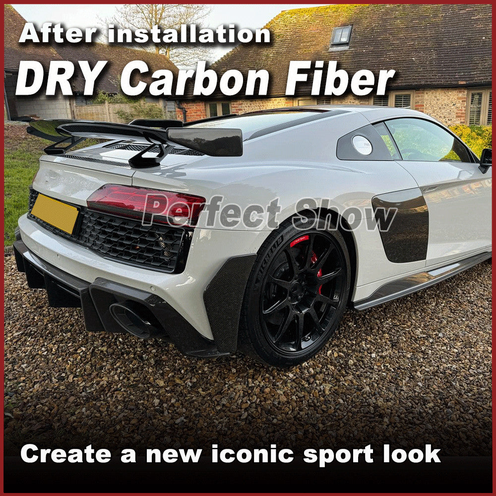 for Audi R8 V10 GT 2Door 2022-2024 DRY CARBON Rear Bumper Fins Canards Splitter